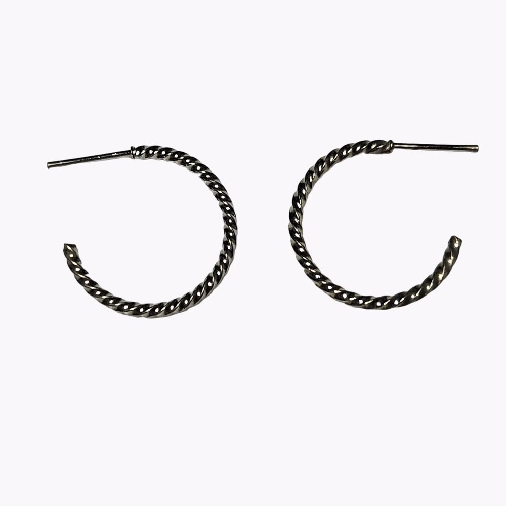 Elegant Twisted Rope Hoop Earrings Textured  Silver Tone Classic Minimalist